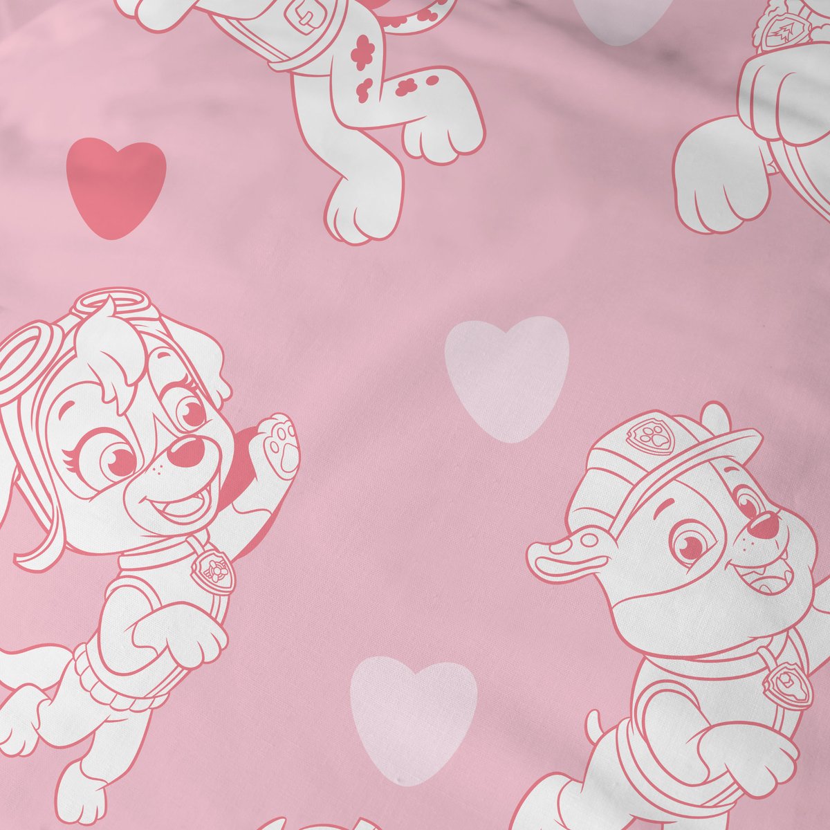 Parure de lit imprimée 100% coton, HEART rose, PAT PATROUILLE