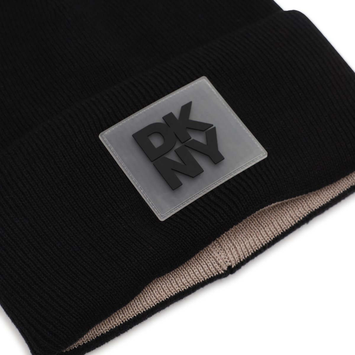 Bonnet en tricot réversible black, DKNY