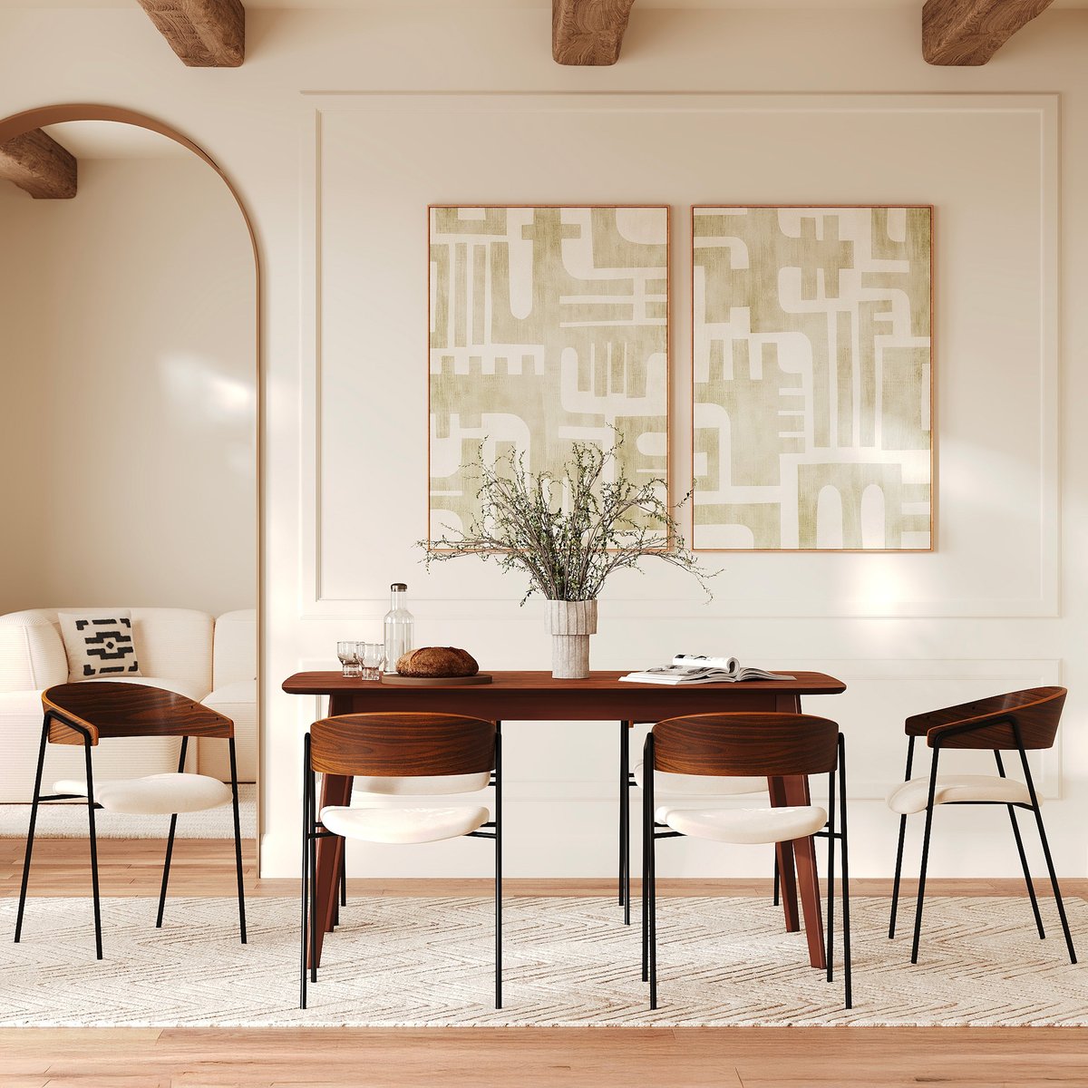 Table rectangulaire 4/6 personnes extensible en bois 150/180 cm - OMAN bois foncé, MAISON PAVANE