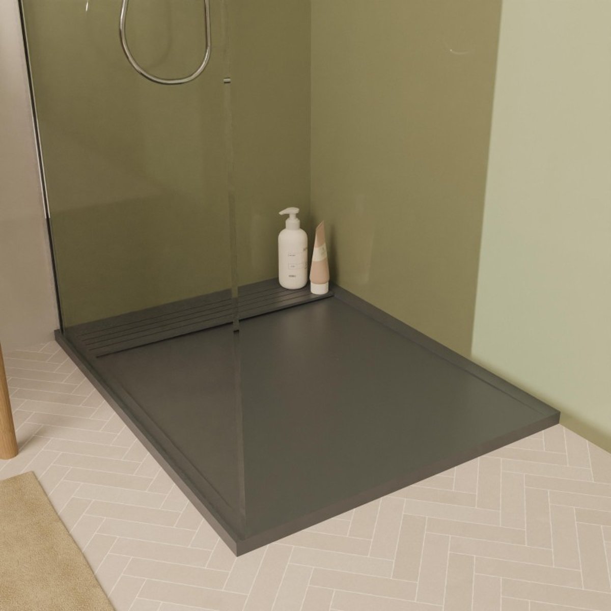 Receveur de douche en béton extra-plat JOSEPH gris, MOB IN