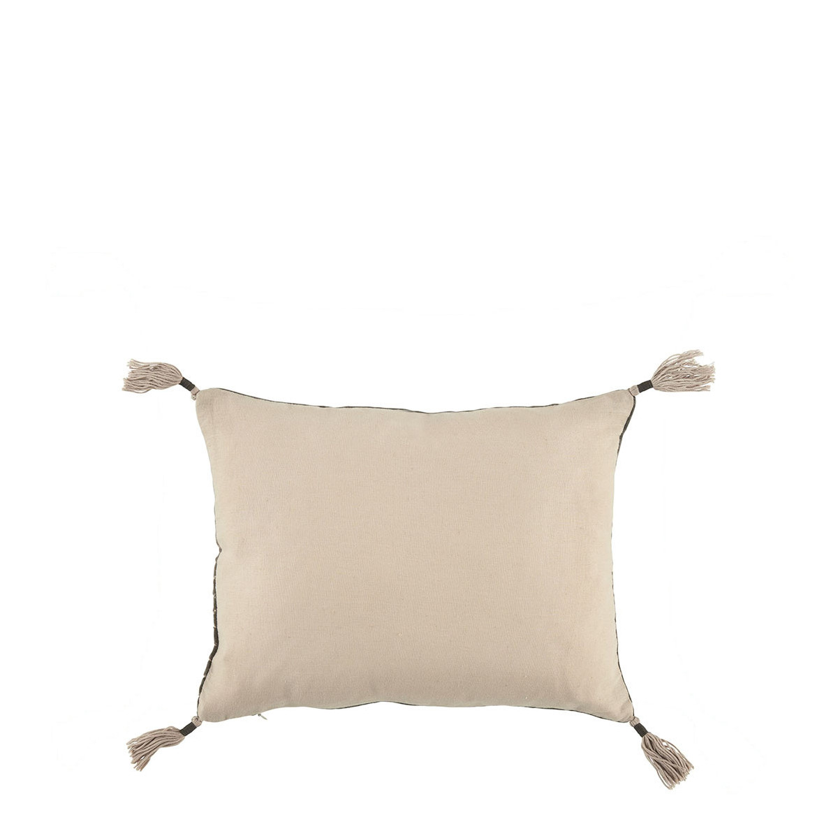 Housse de coussin velours de coton gris, BLANC D’IVOIRE