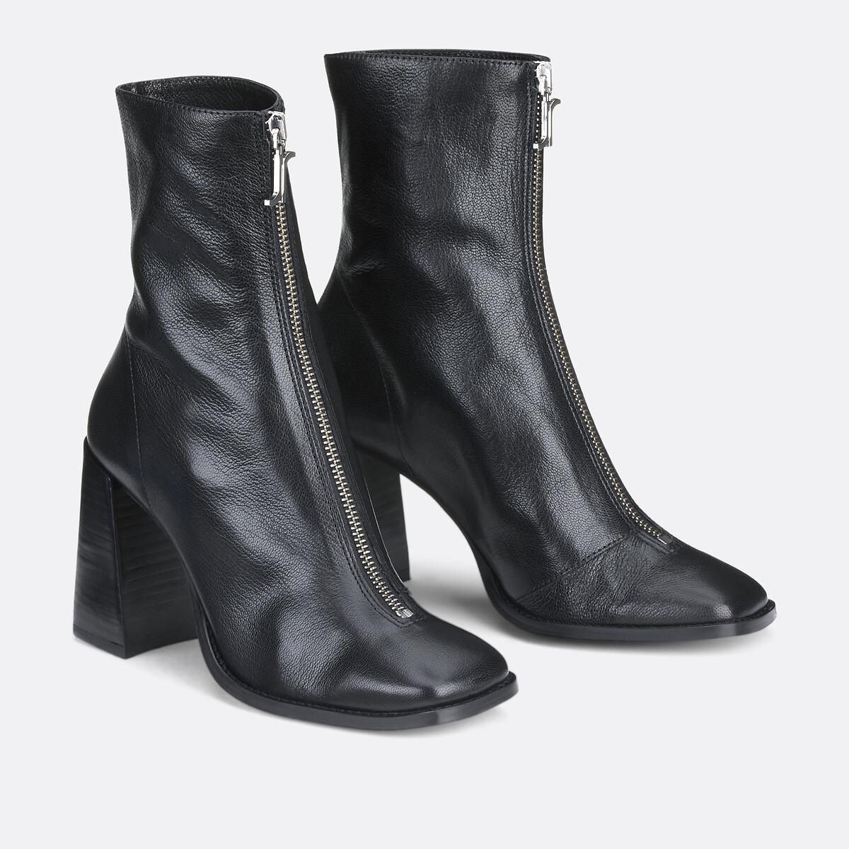 Bottines zippées en cuir Vandana noir, JONAK