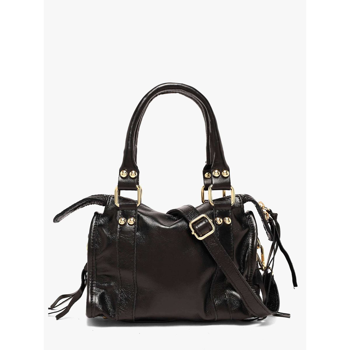 Sac porté main Shiny sauvage cuir nero, MILANO