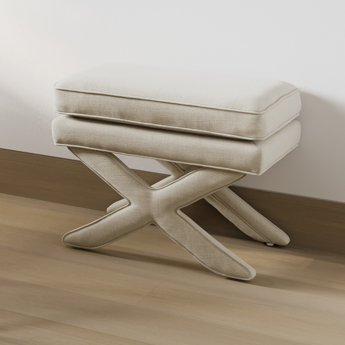 Blythe Linen Accent Stool stone beige, SO'HOME