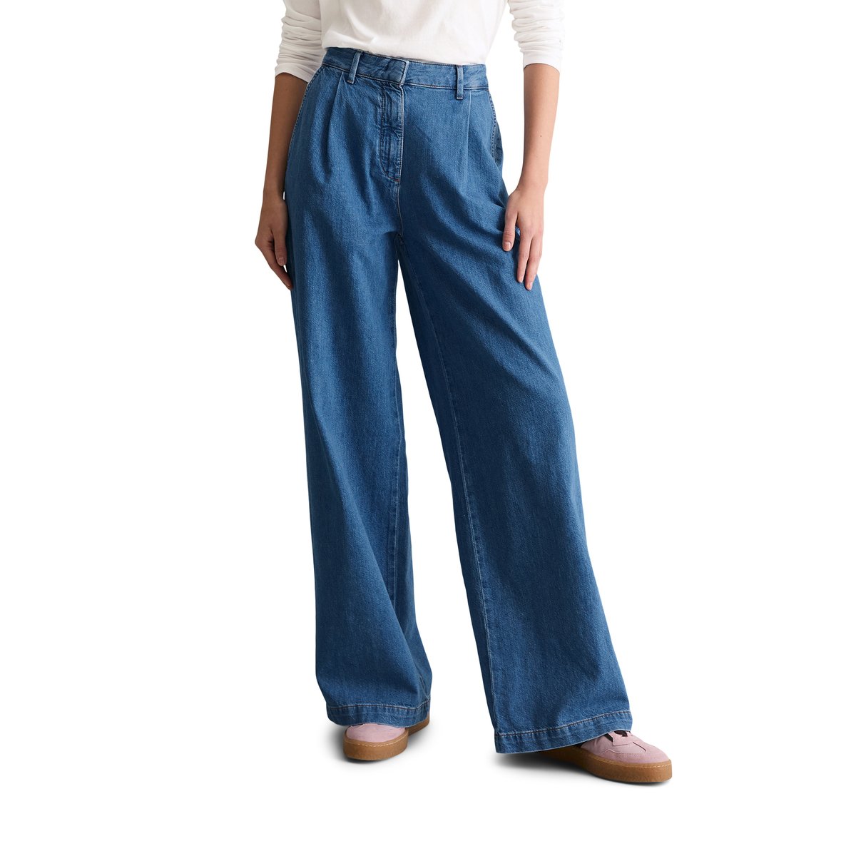 Jeans modèle Tomma large avec des fibres de feuilles d'ananas bleu moyen, MARC O’POLO DENIM