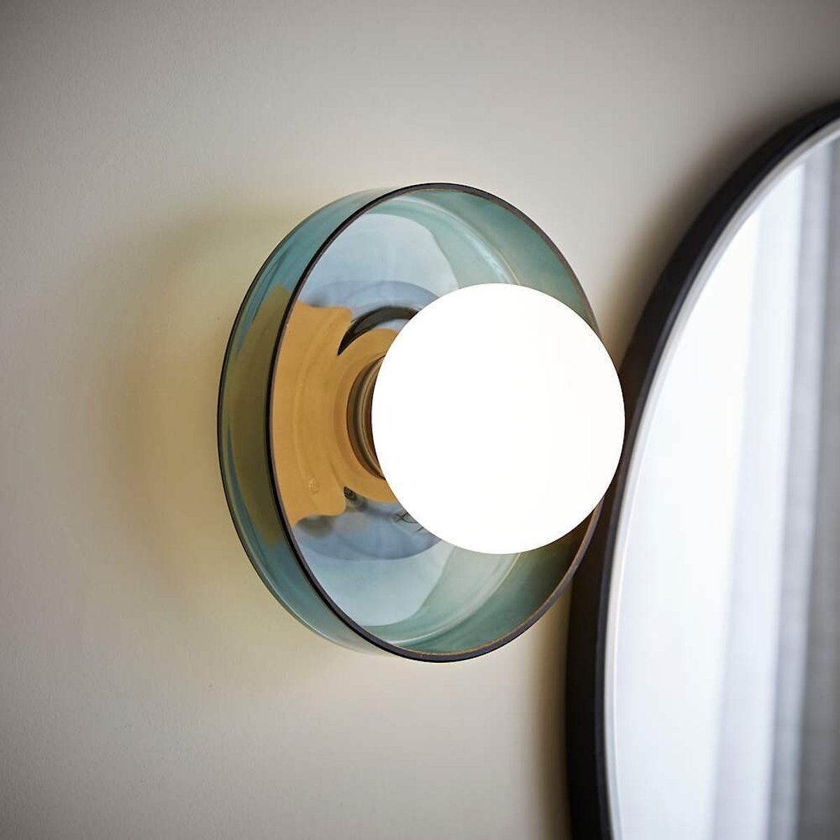 Neale Flush Glass Bathroom Wall Light green, SO'HOME