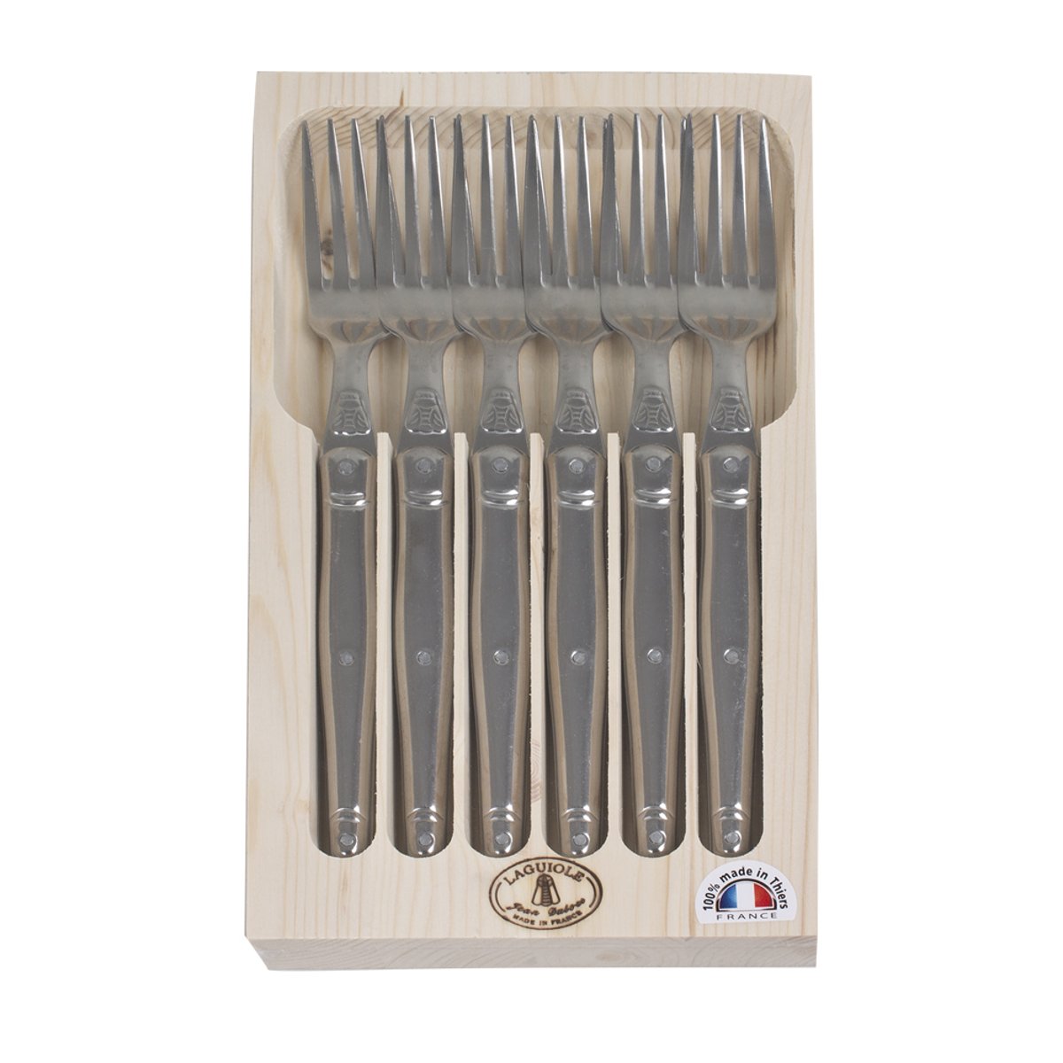 Coffret 6 fourchettes de table Laguiole en inox argent / métallique, JEAN DUBOST