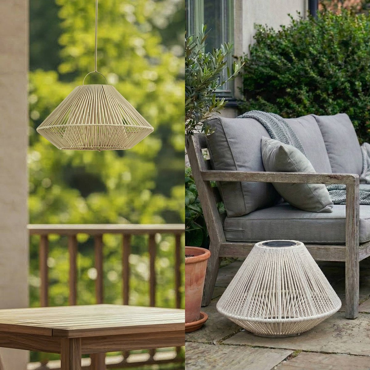 Lampe solaire moderneLED, Austas beige, noir, LINDBY