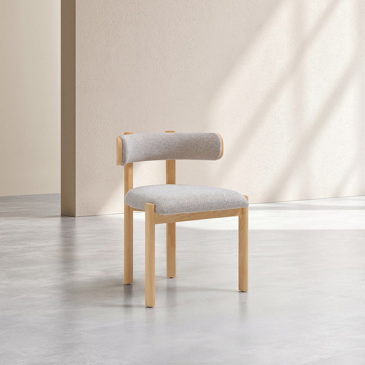 Lot de 2 chaises en tissu et bois massif couleur chêne YOUNA beige, HABITAT