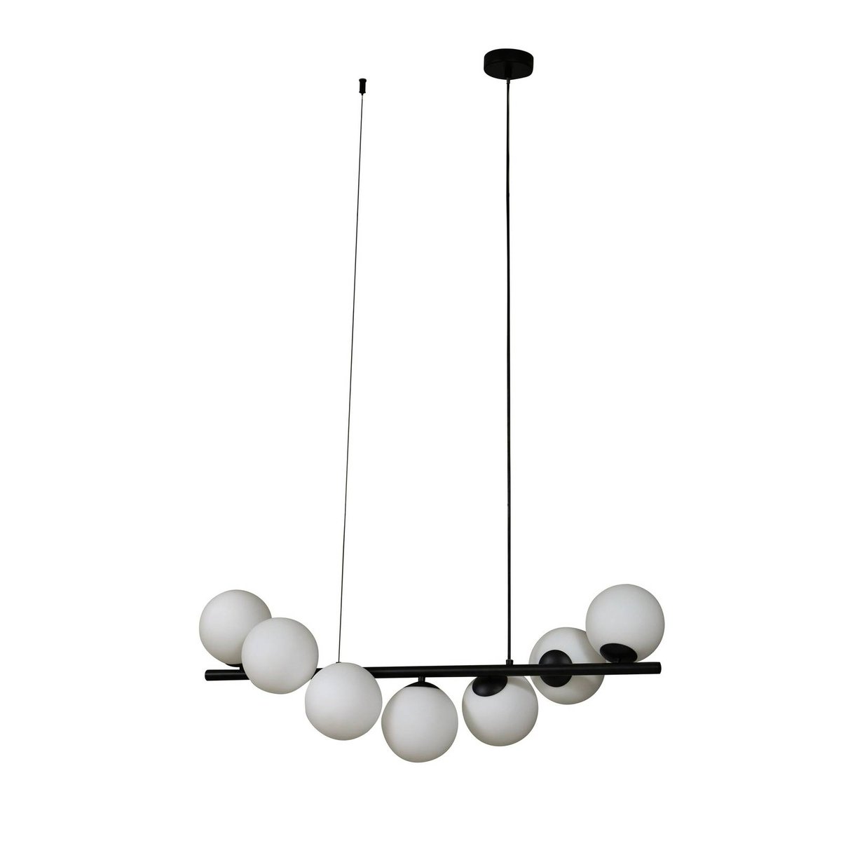 Suspension en verre design, Isandro noir mat, opale, LUCANDE