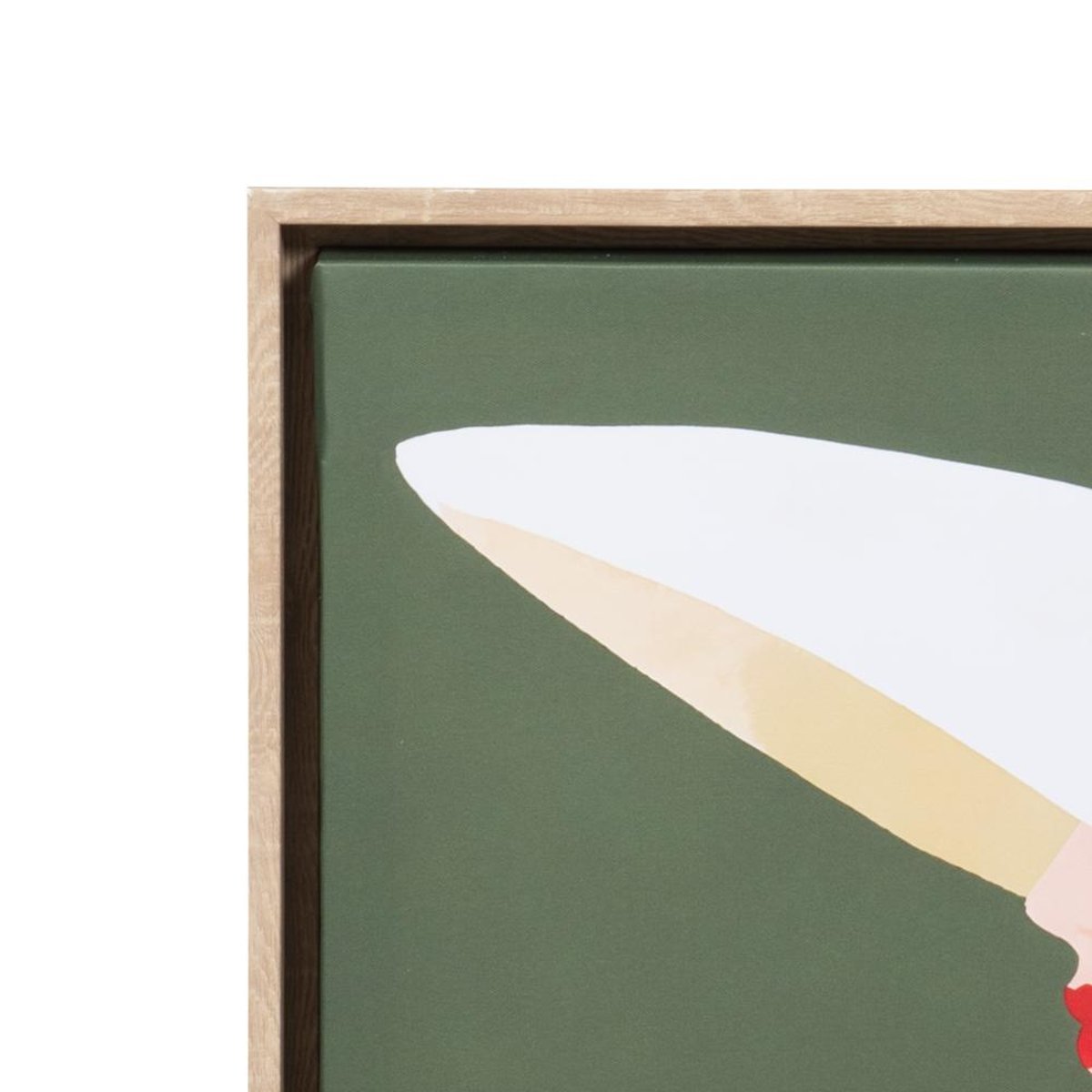 Toile imprimée femme au chapeau kaki cadre bois 60x60 cm vert, AMADEUS