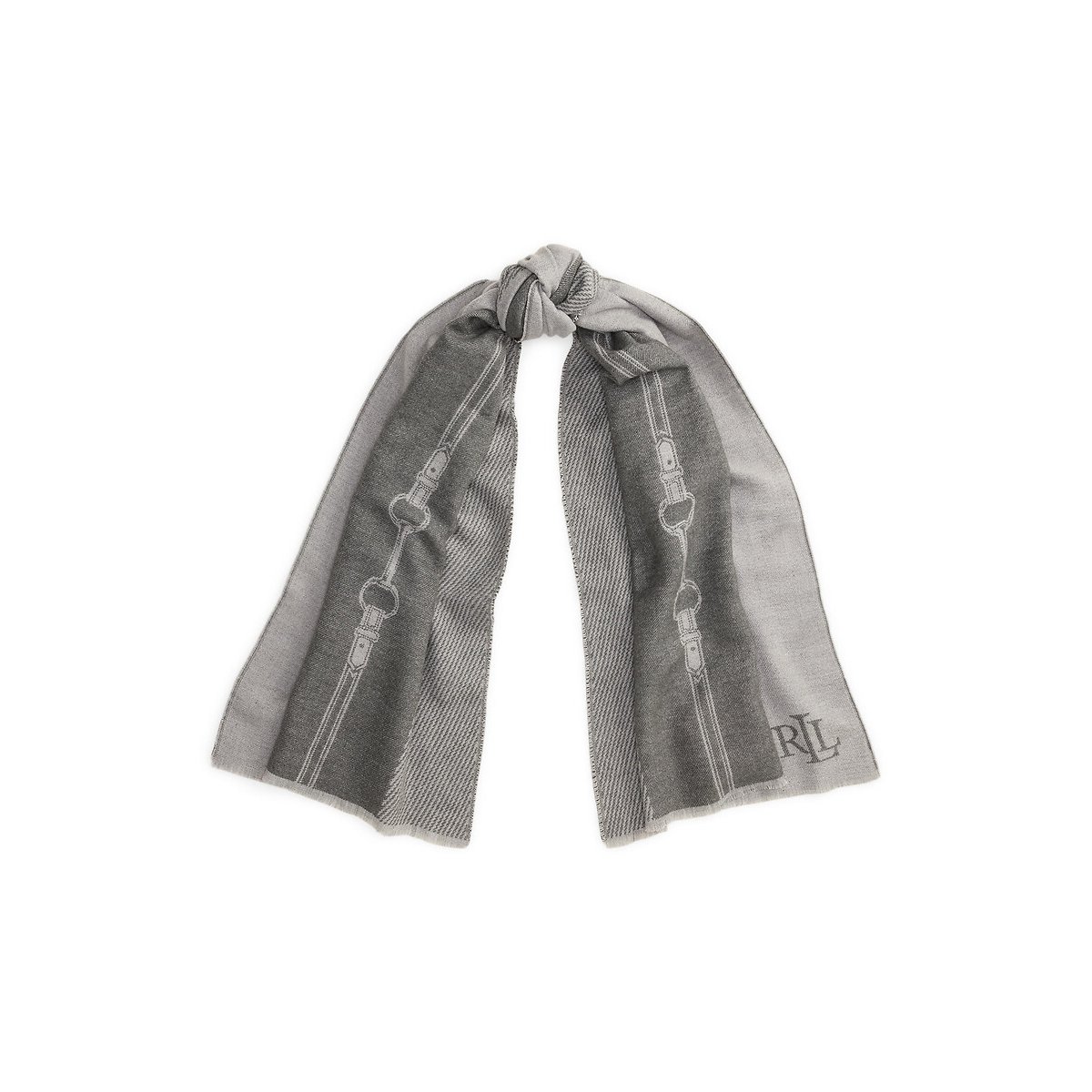 Sciarpa bicolore, con motivo equestre grigio, LAUREN RALPH LAUREN