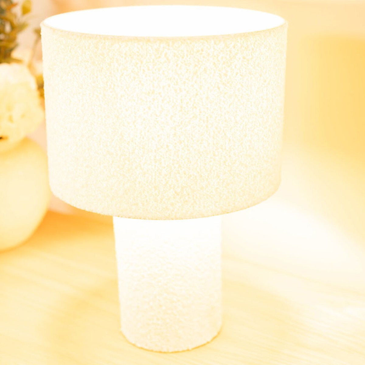 Allie Boucle Fabric Table Lamp in Natural white, SO'HOME