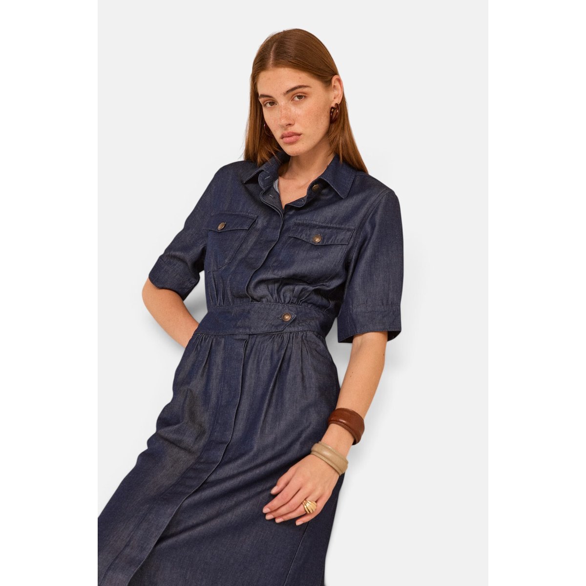 Robe en denim droite PRALINE rinse, Maison 123