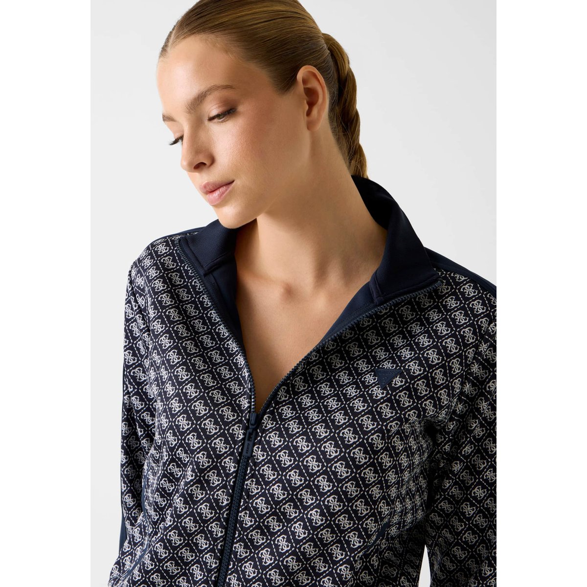 Sweat Zippé À Logo Imprimé bleu, GUESS