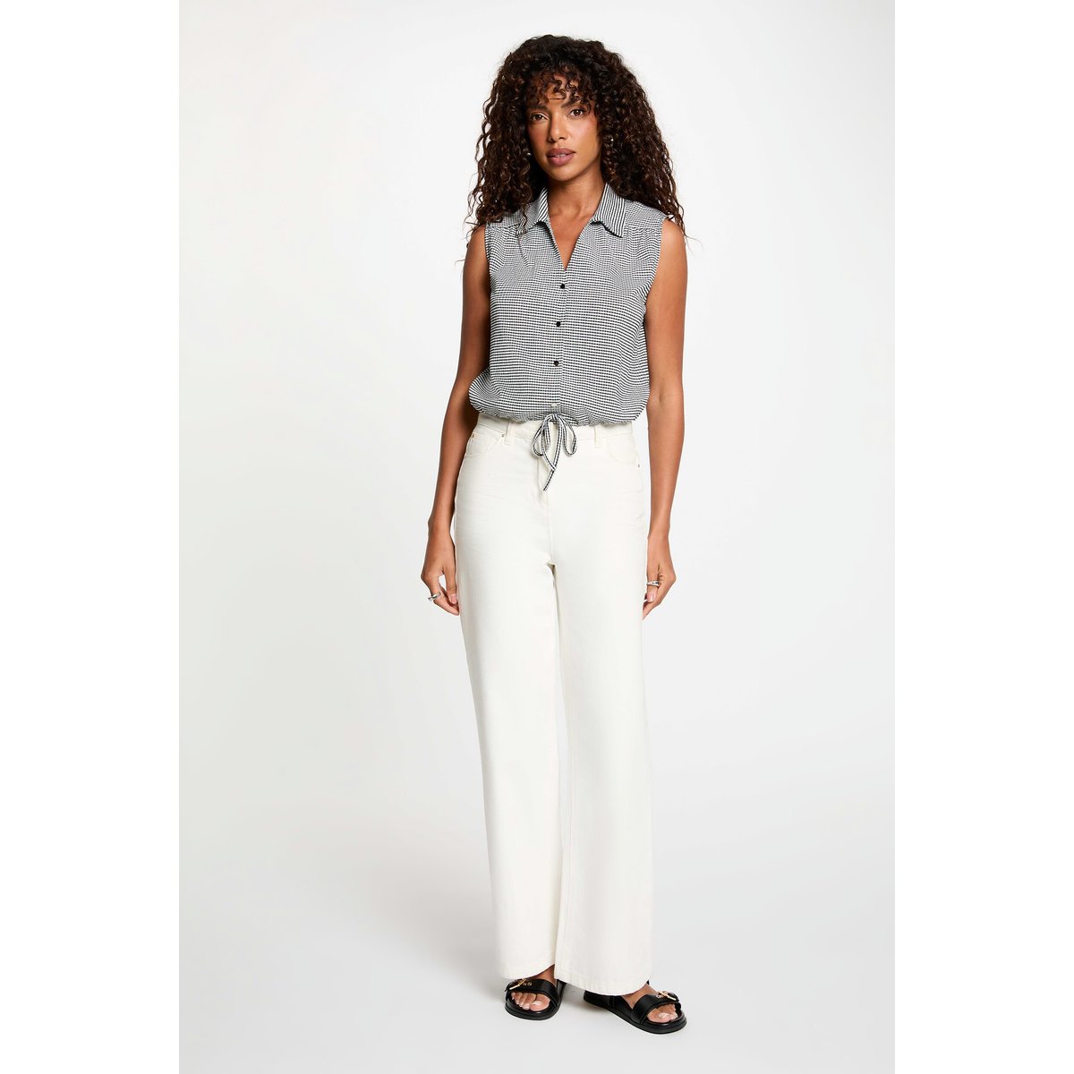 Chemise nouée sans manches noir, MORGAN