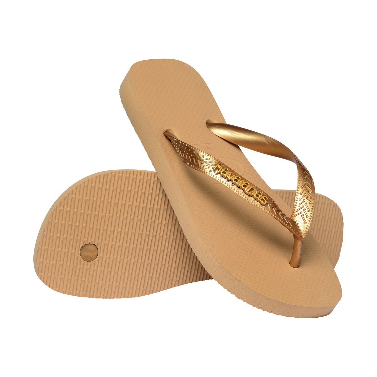 Tongs Slim Logo Metallic or, HAVAIANAS