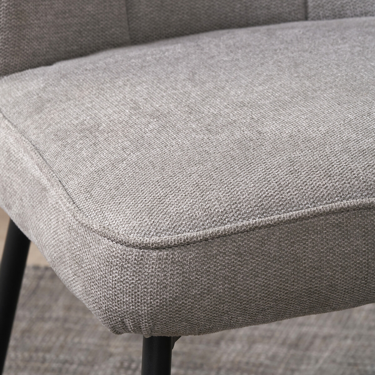 Elys Quilted Chenille & Metal Dining Chair dark grey, SO'HOME