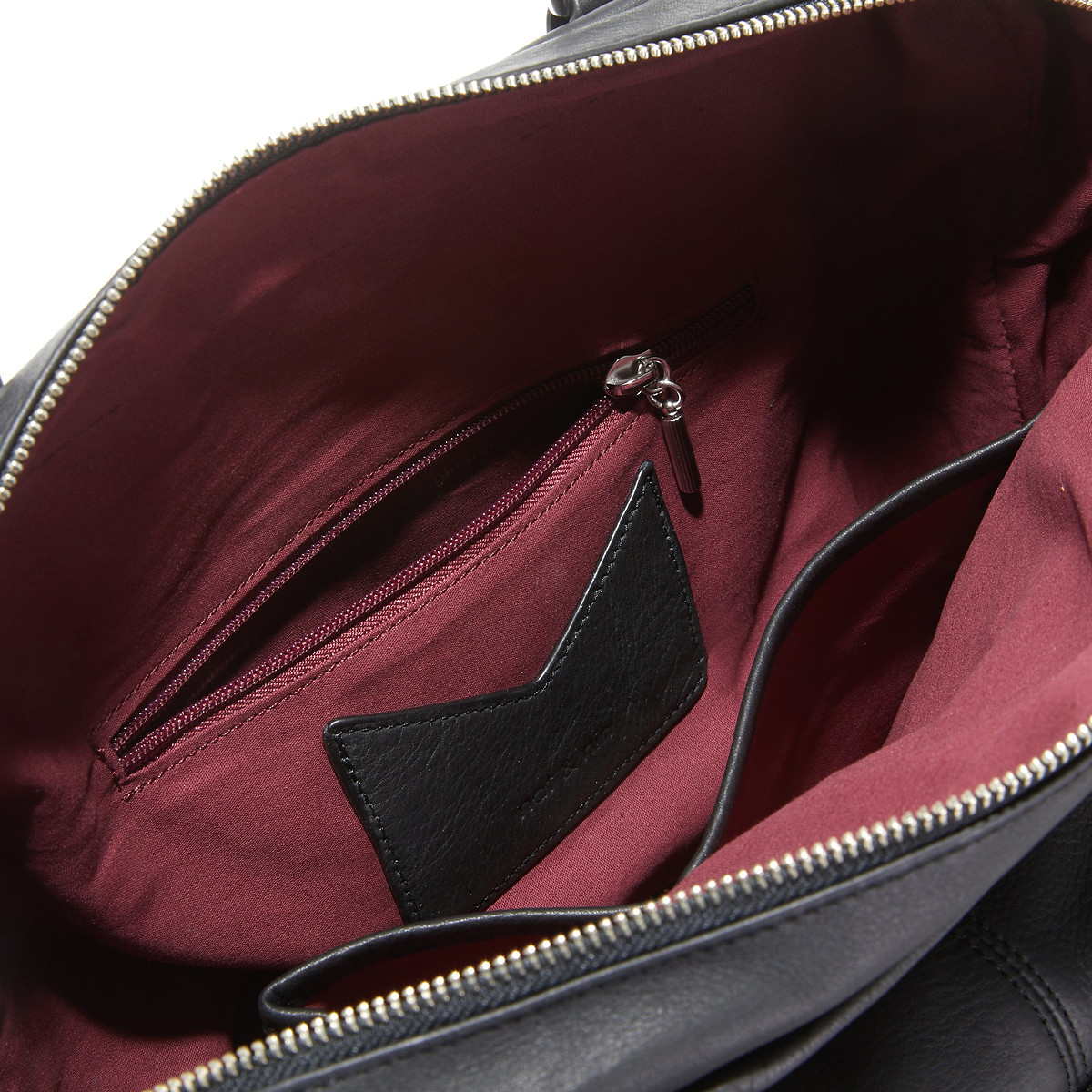 Sac à main zippé multipoche en cuir MACY noir, NAT & NIN