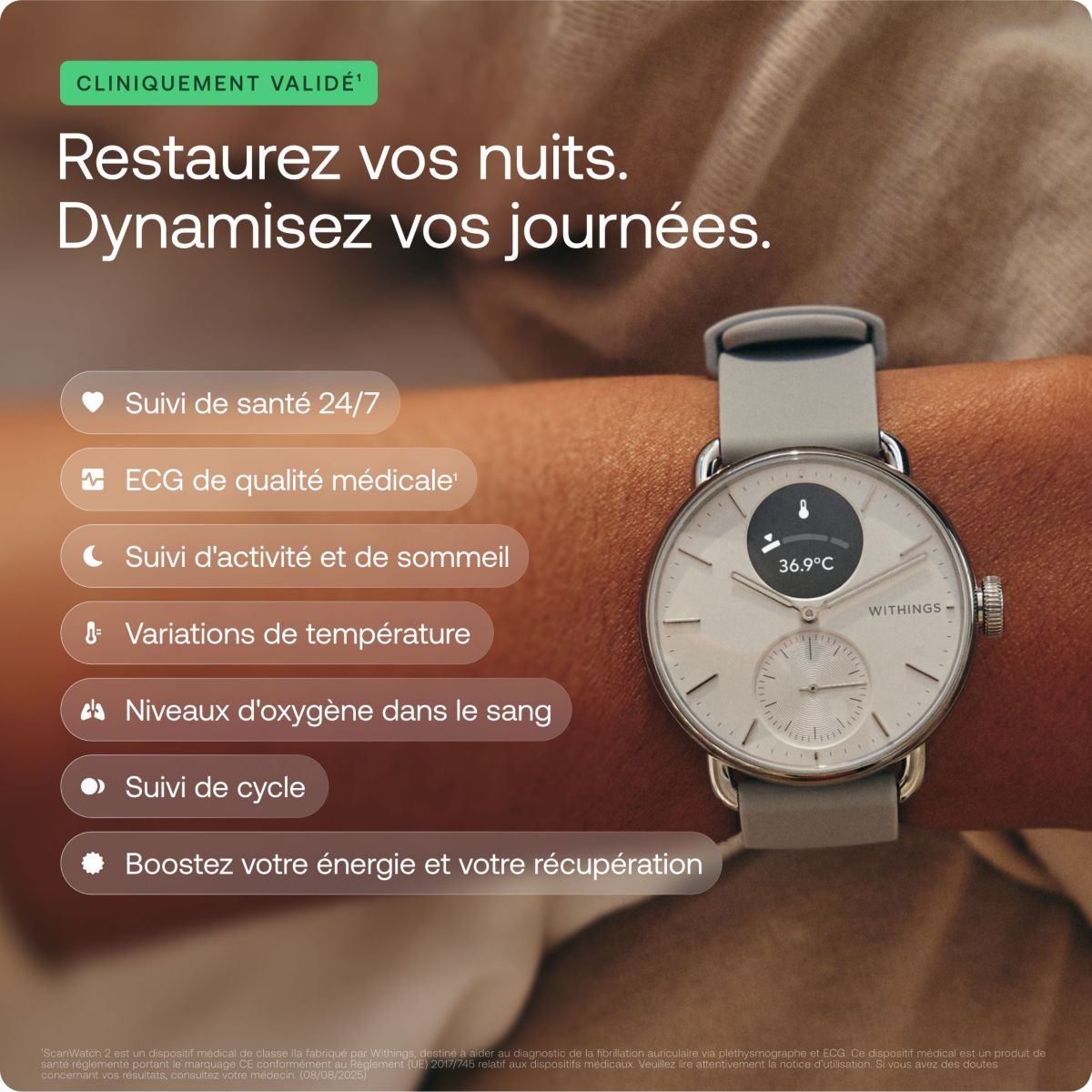 Montre santé Scanwatch 2 42mm Blanche gris, WITHINGS