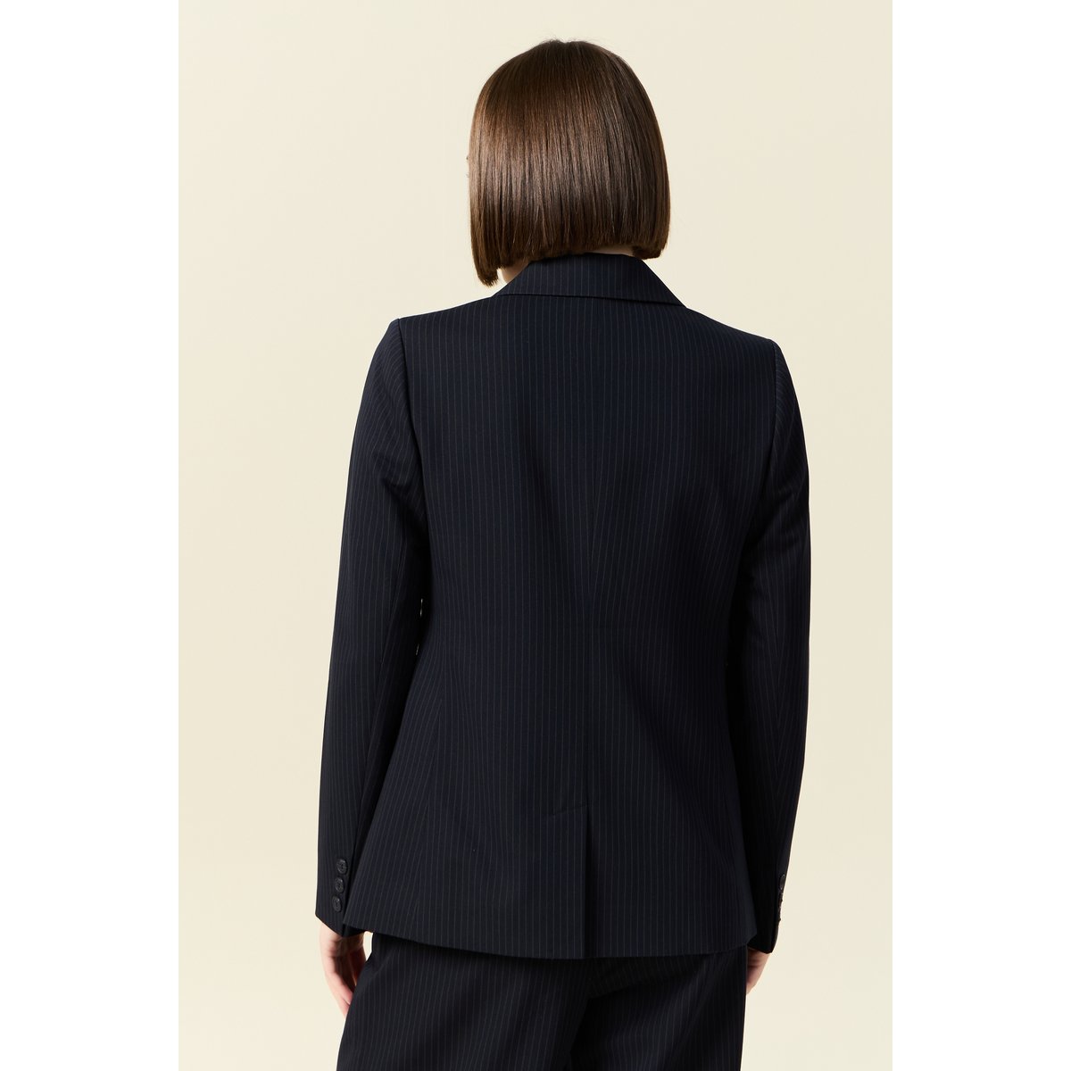 Blazer manches longues col tailleur bleu marine, BONOBO