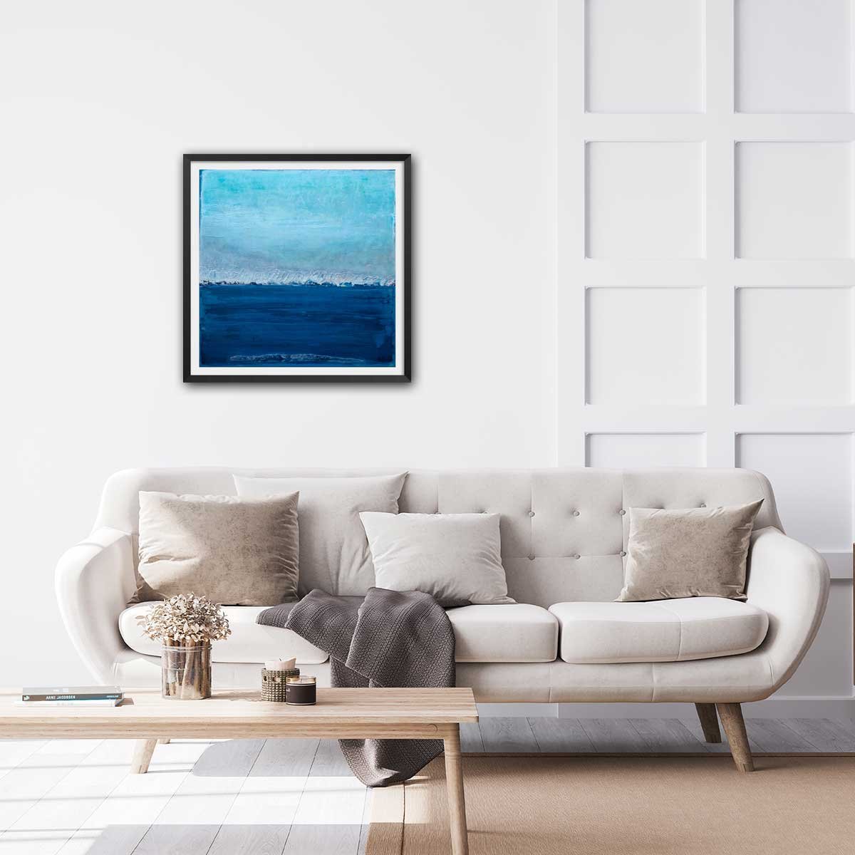 Affiche abstrait classic blue pantone affiche + cadre en bois - noir, HEXOA