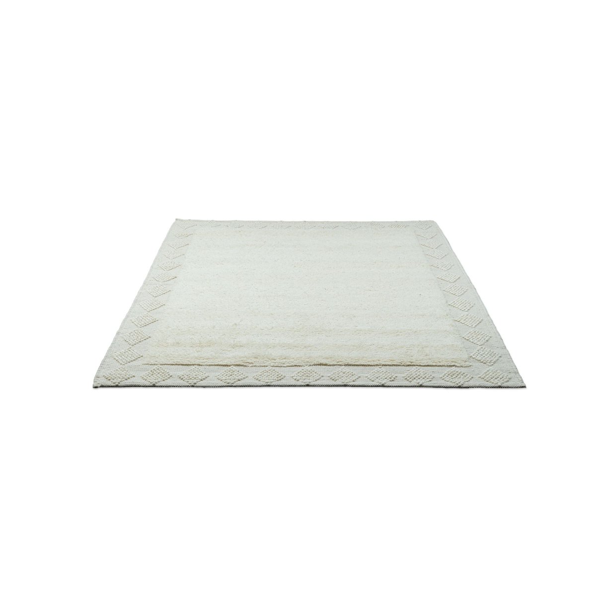 Tapis salon Bergen tissé main laine naturelle naturel, THEKO