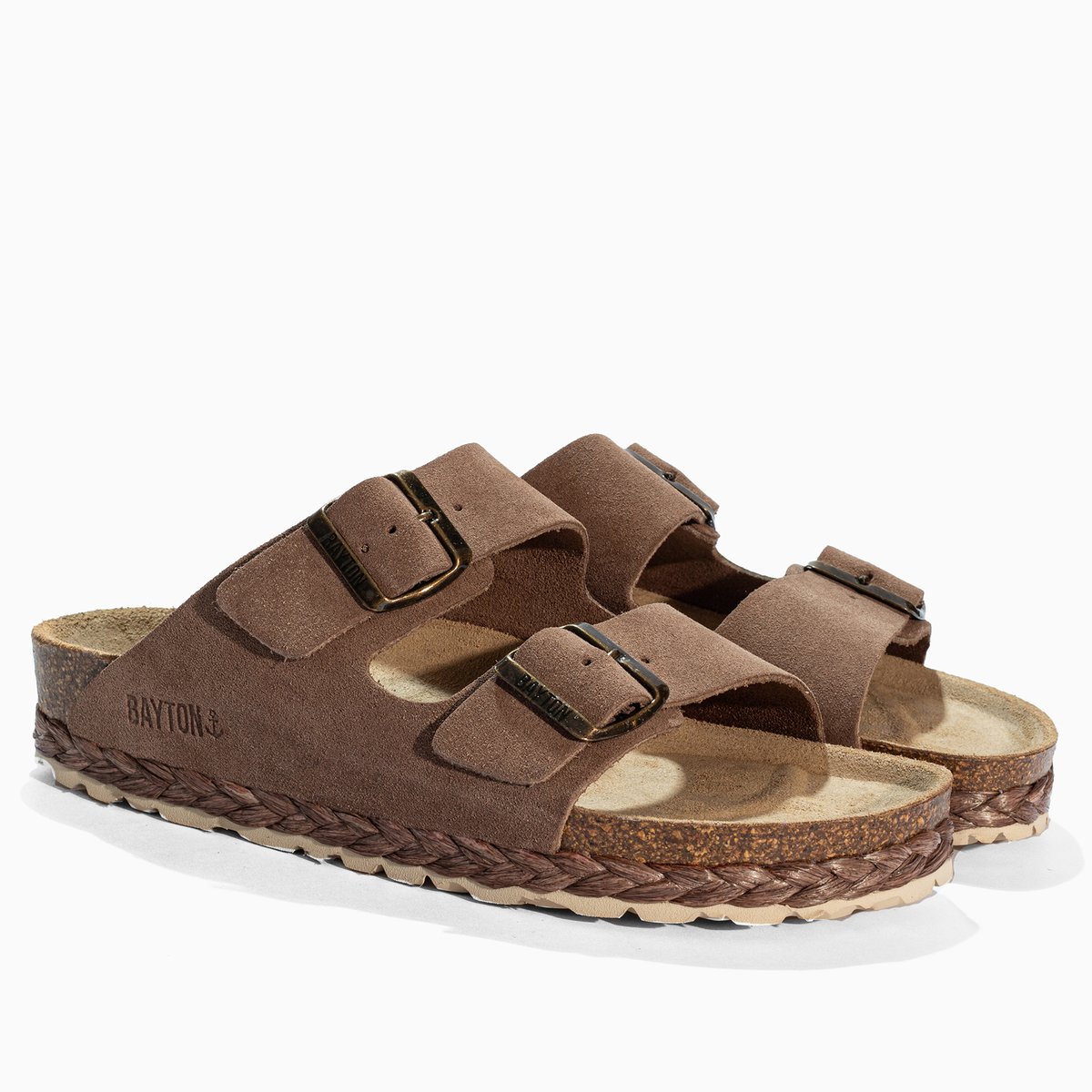 Sandales en cuir suédé BENALLA dark beige, BAYTON