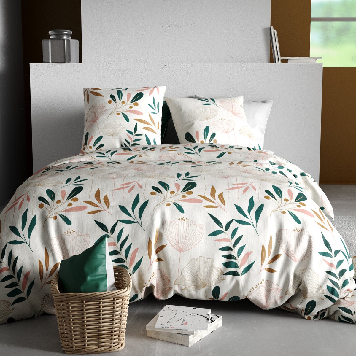Parure Housse De Couette 3pcs 100% Coton 57fils -kano beige, ATELIER DU COTON