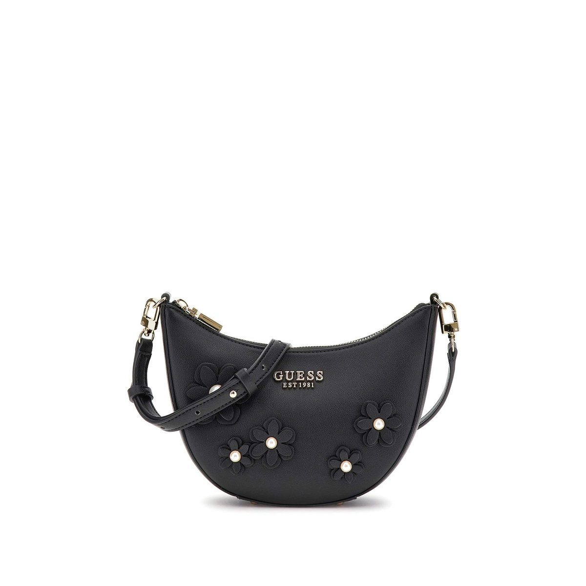 Mini Sac D'épaule Zaria Fleurs noir, GUESS