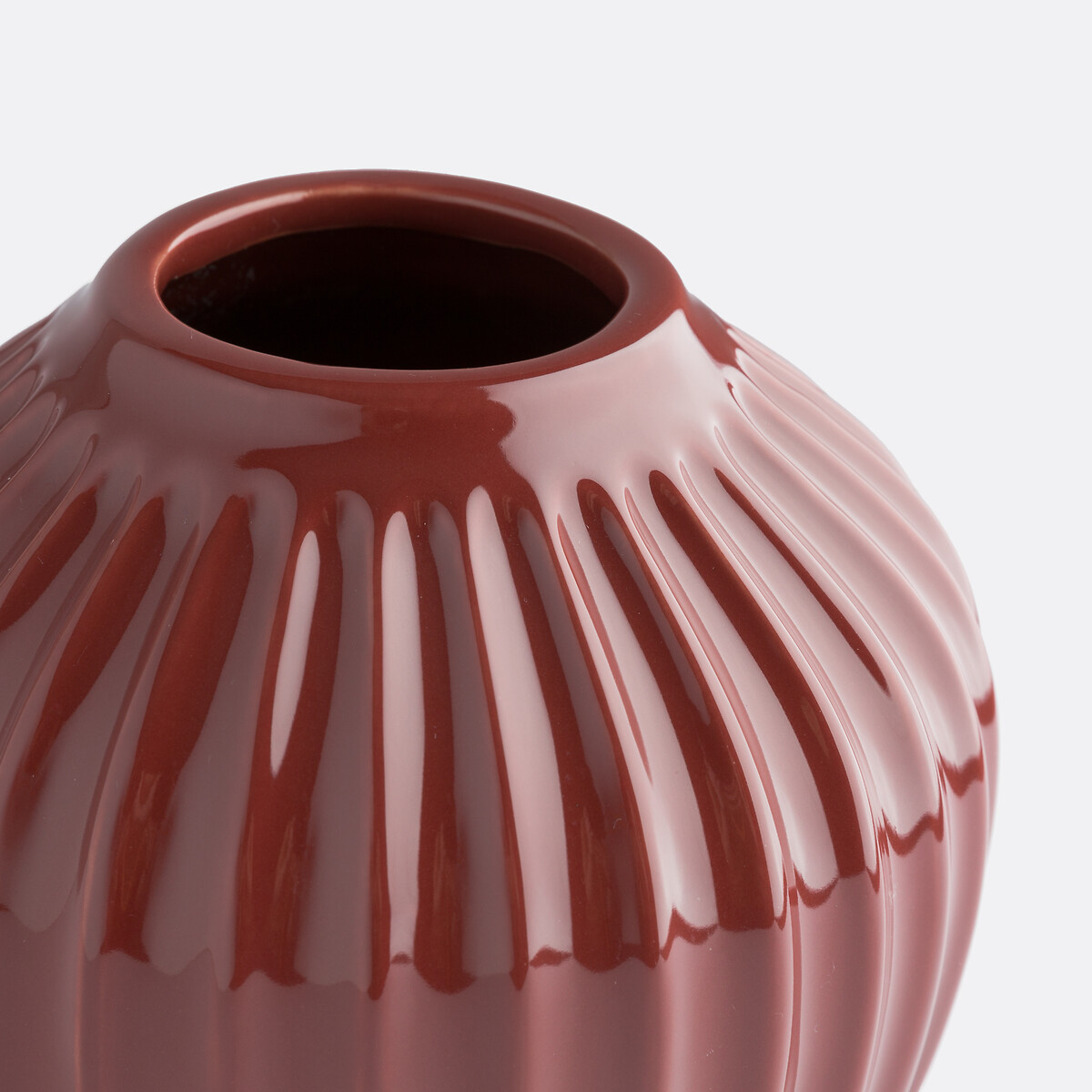 Jarrón estriado de cerámica H15 cm Estria rojo oscuro, LA REDOUTE INTERIEURS