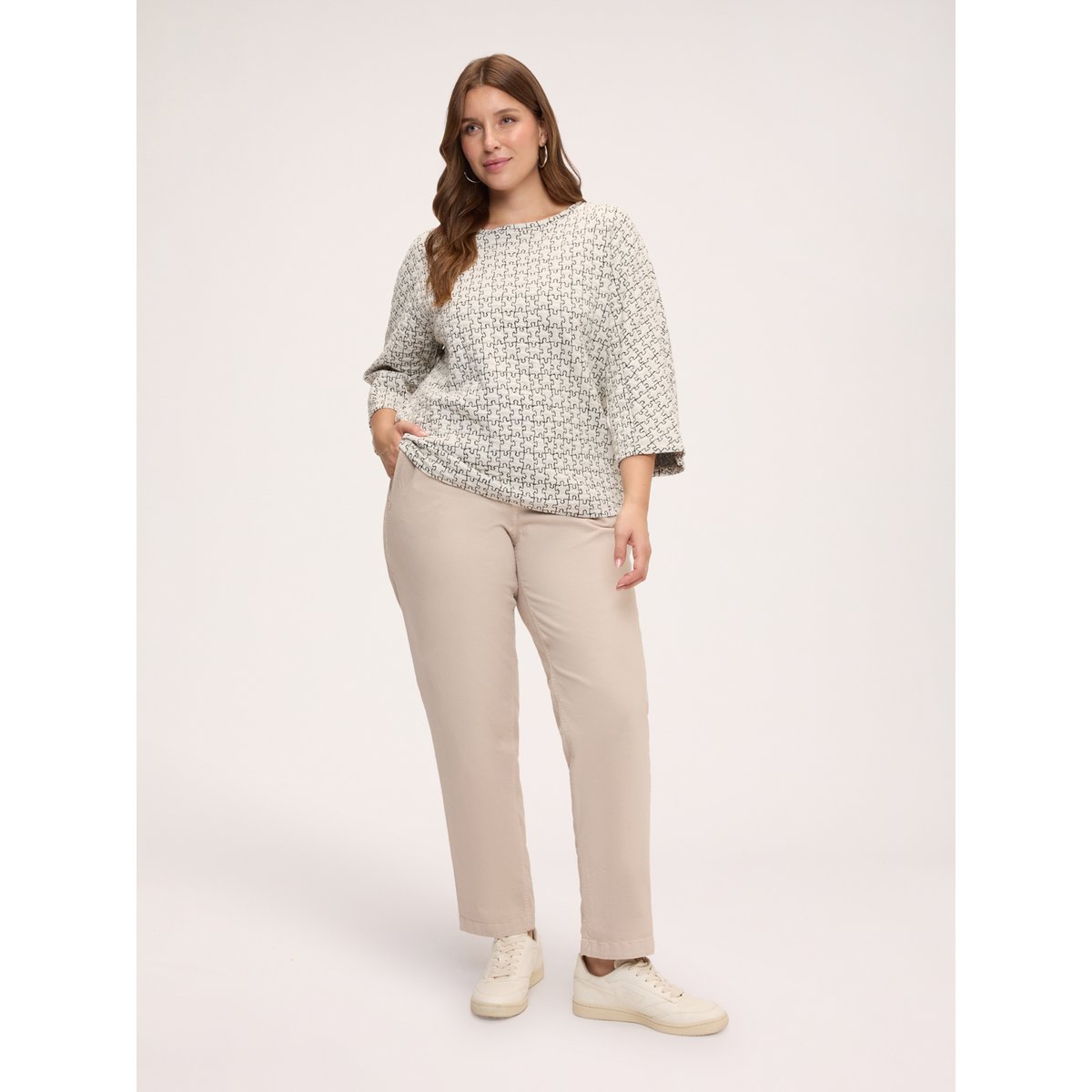 Sweat fermé avec imprimé puzzle blanc, FIORELLA RUBINO