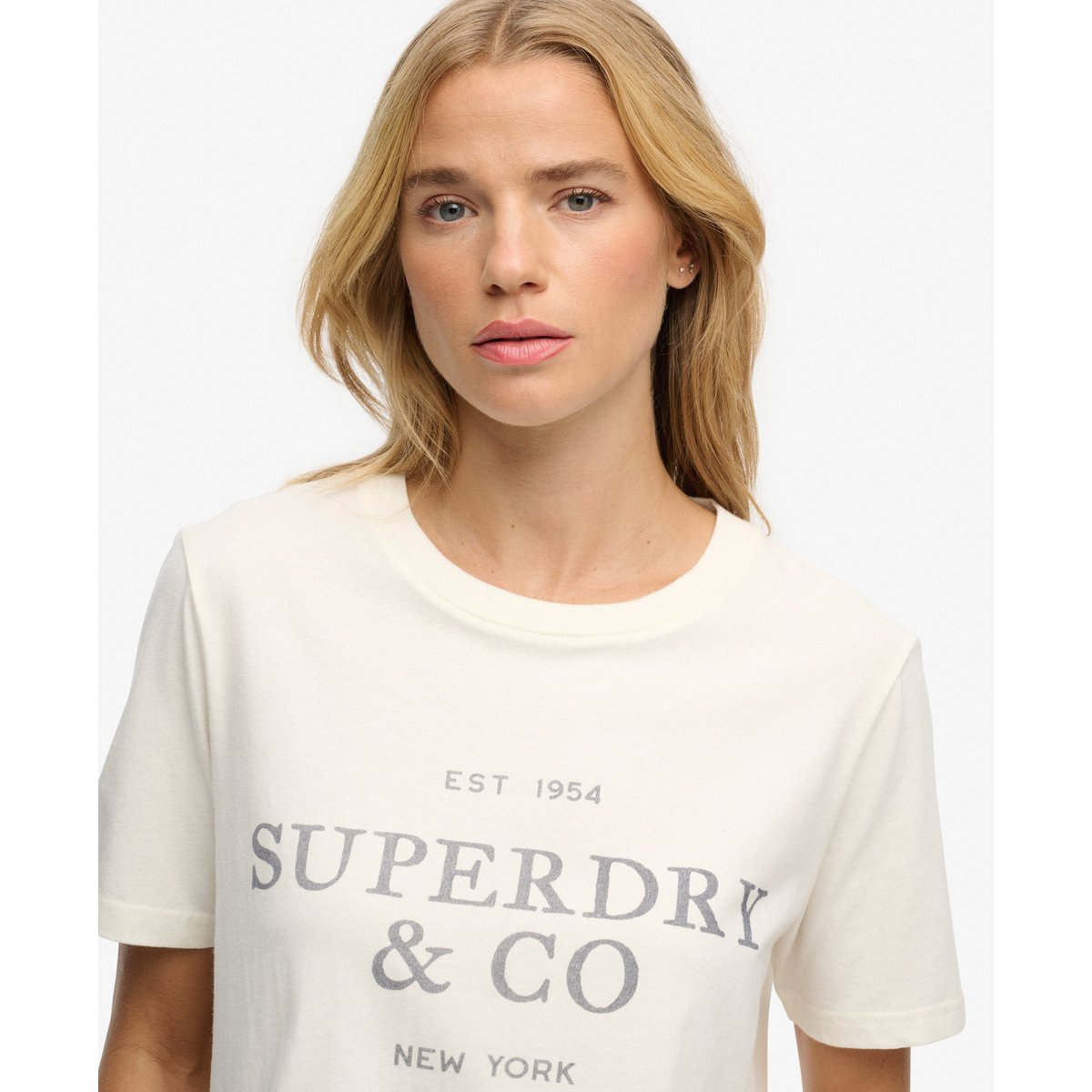 T-shirt Luxe Casual Coupe Décontractée crème, SUPERDRY