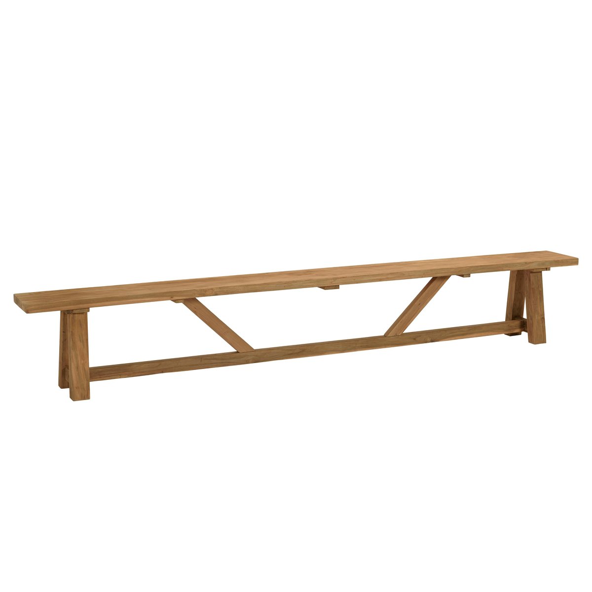 Banc de jardin 300cm en bois de teck recyclé naturel SANTO bois naturel, PIER IMPORT