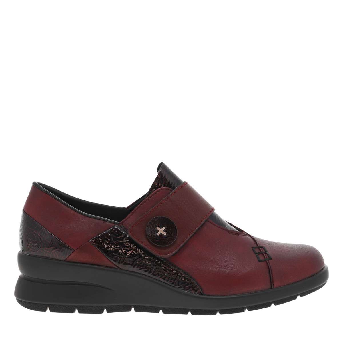 Basket Basse Cuir Cristallino rouge, RIEKER