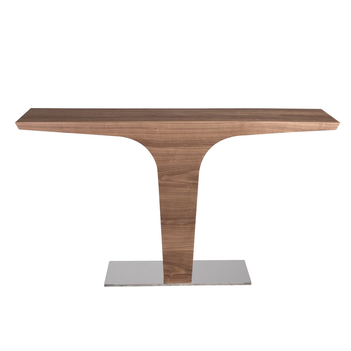 Console rectangulaire en noyer avec base en acier chromé noyer | acier, ANGEL CERDA