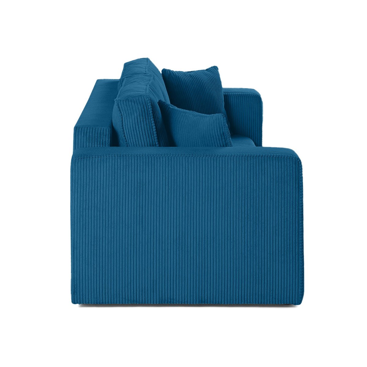 Canapé droit 2 places en velours côtelé, TOPAZE bleu ardoise, BEST MOBILIER