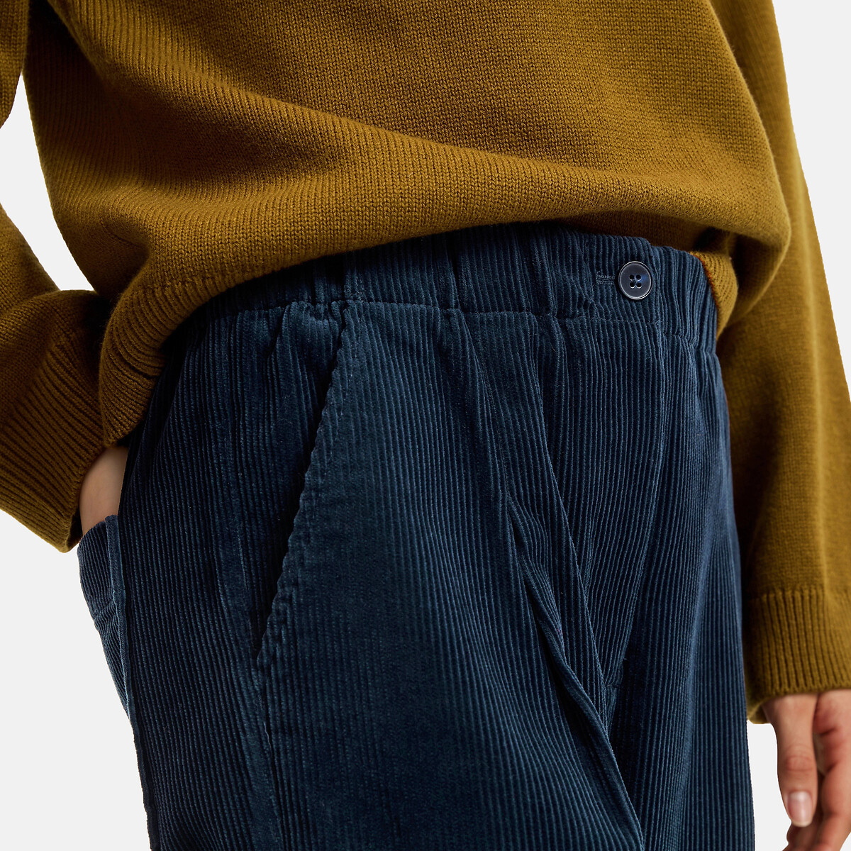 Corduroy Carrot Trousers navy blue, LA REDOUTE COLLECTIONS