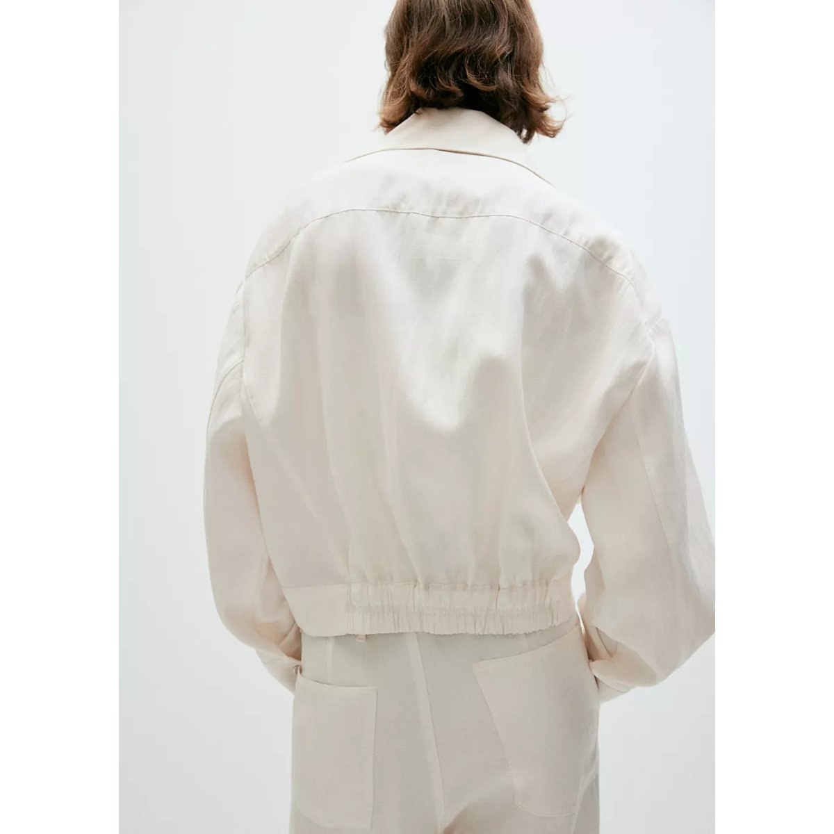 Veste bomber à col cheminée blanc, MANGO