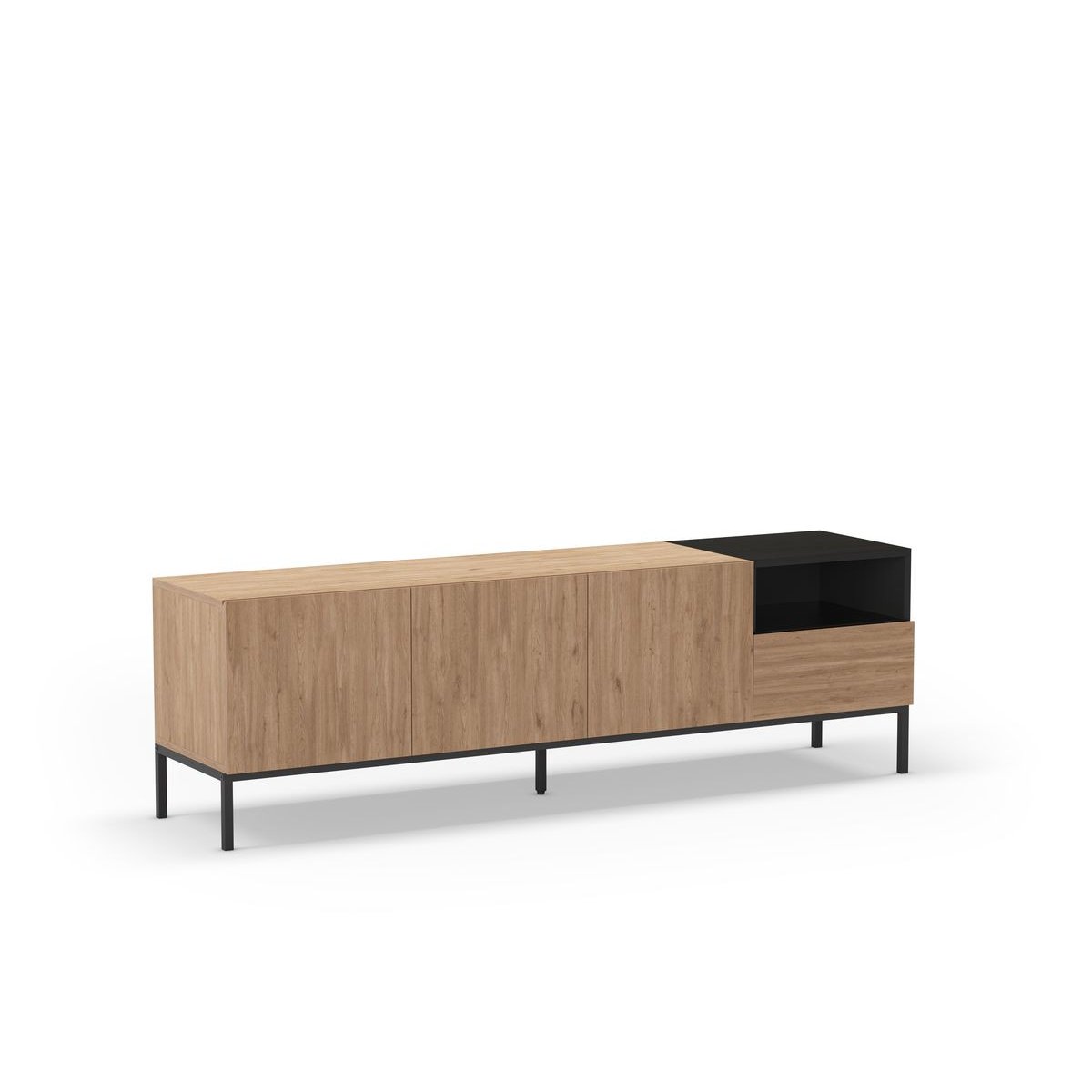 Meuble TV 180 cm panneaux de particules, CECILIA marron clair, BOBOCHIC