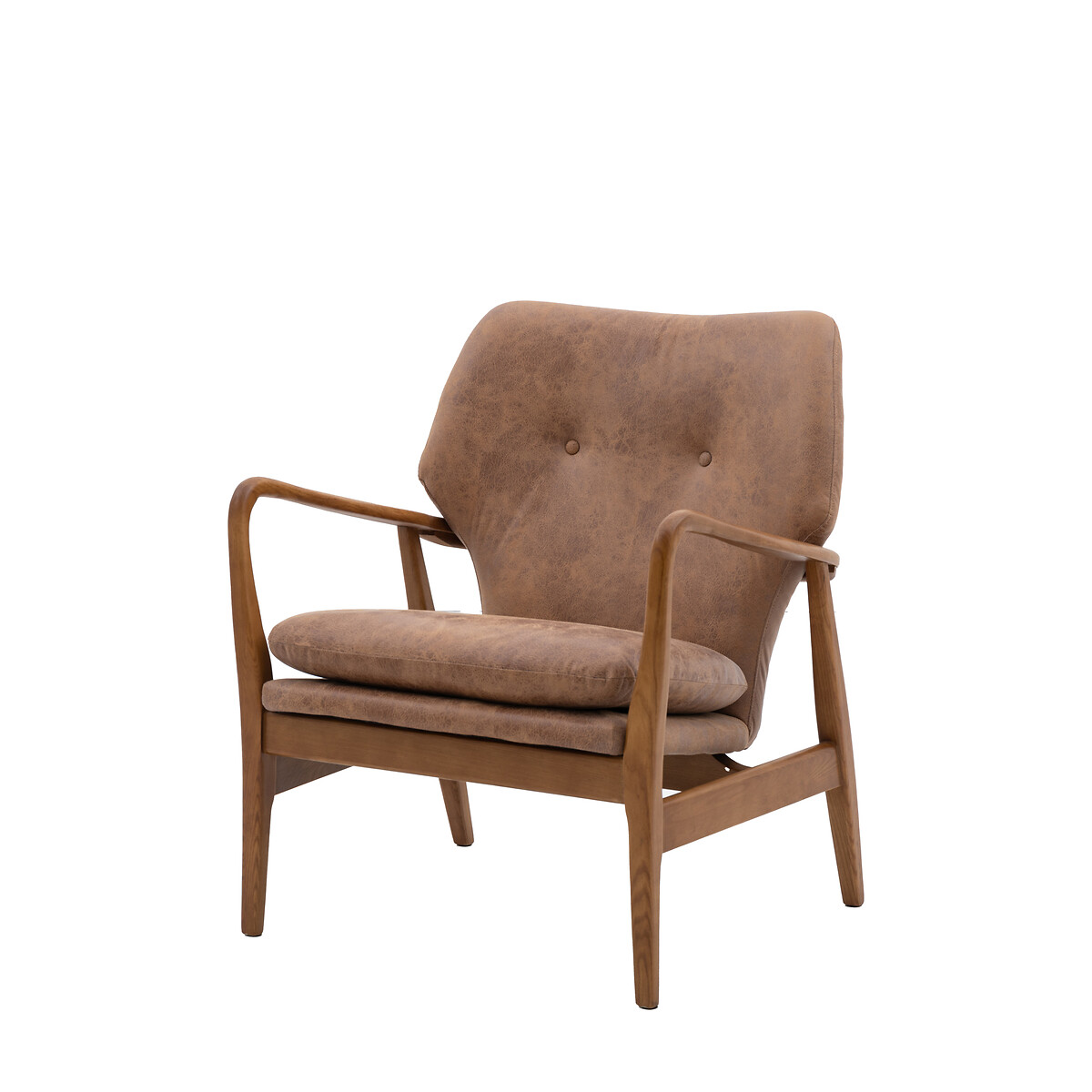 Jeni Mid Century Leather Armchair walnut, ÉDITÉ