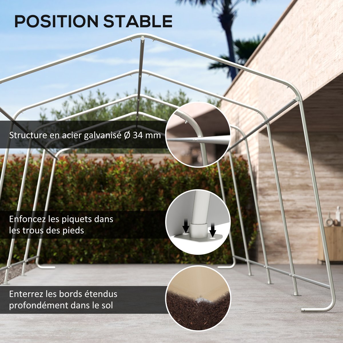 Abri pour voiture PE Kaki beige, OUTSUNNY