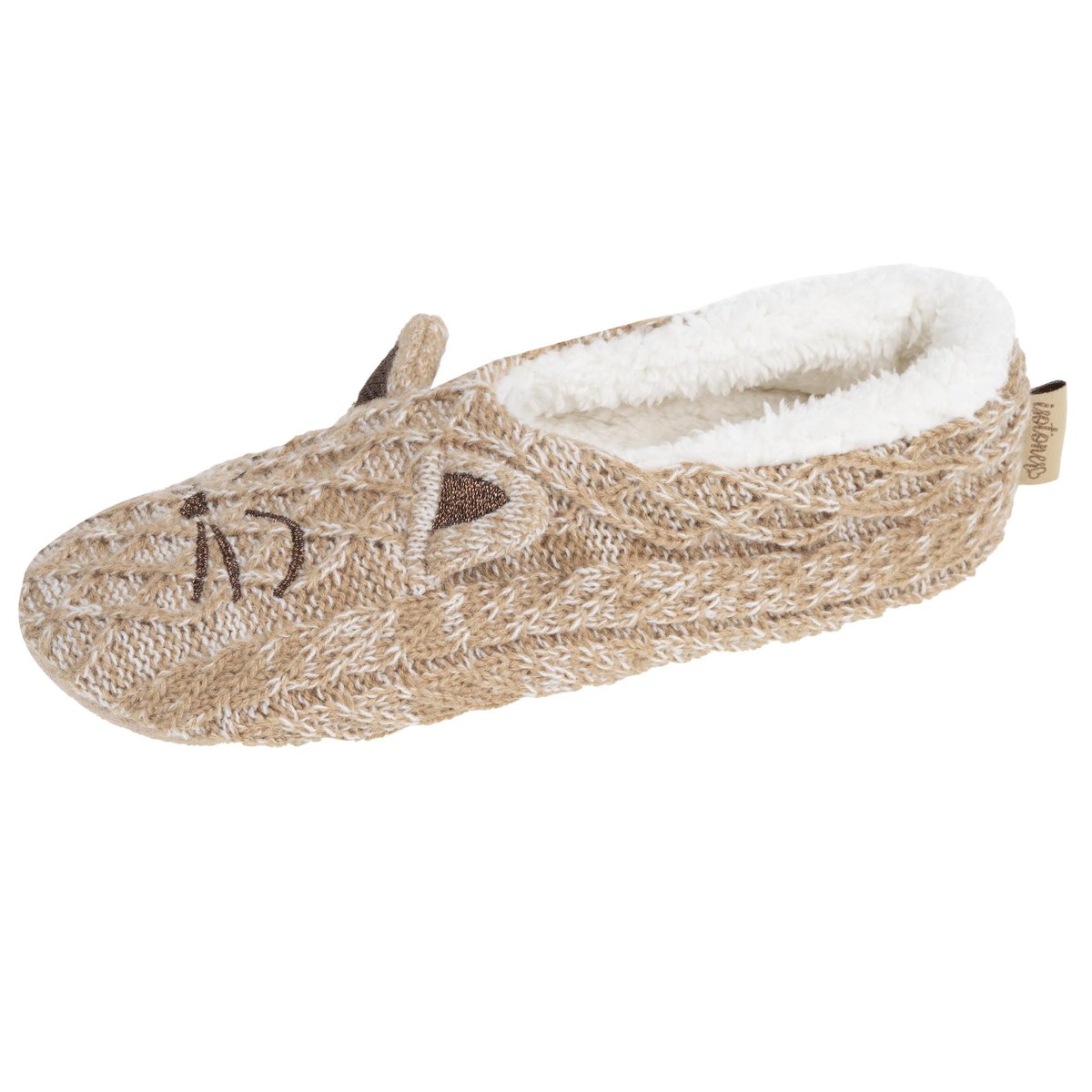 Chaussettes d'intérieur maille torsadée, picots antidérapants beige, ISOTONER