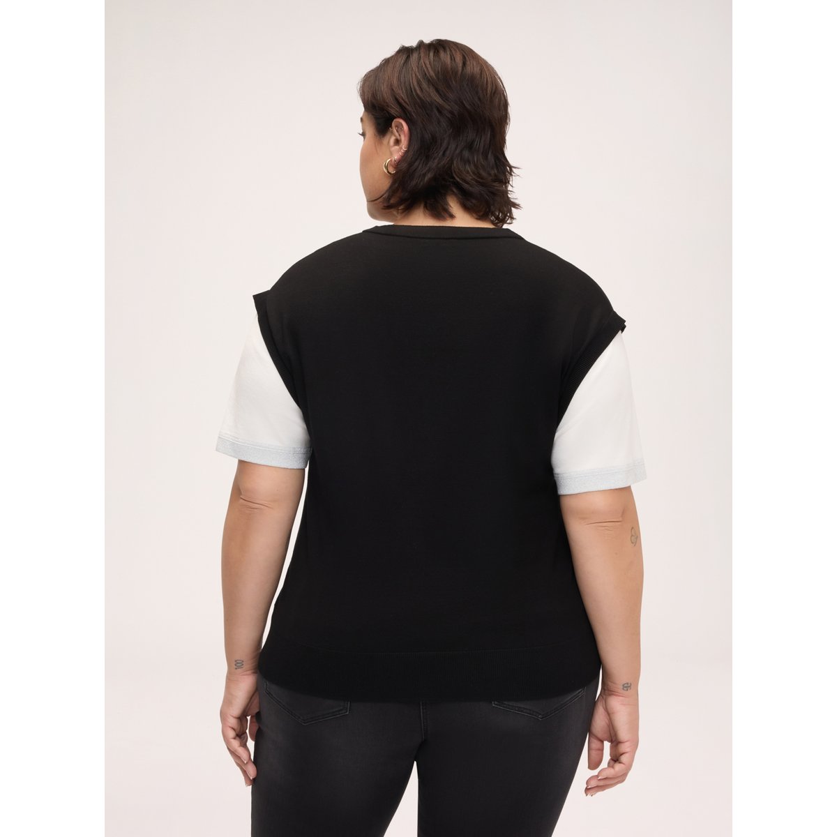 Gilet avec T-shirt combiné noir, FIORELLA RUBINO