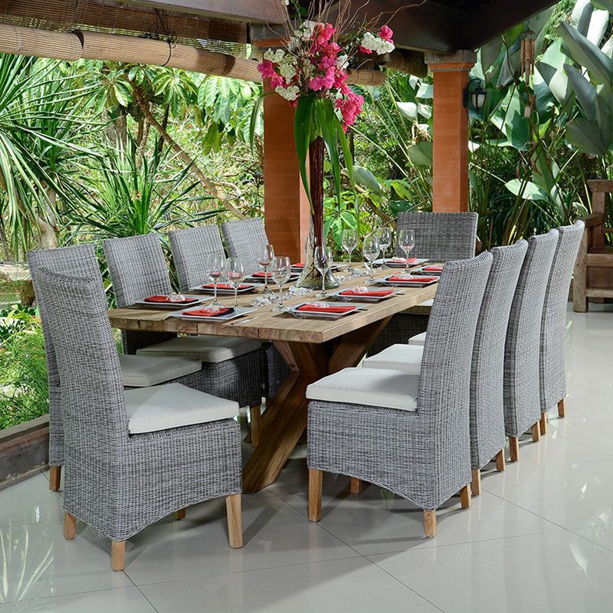 Table en teck recyclé 240 cm - CONCEPTUAL naturel, GECKO JARDIN
