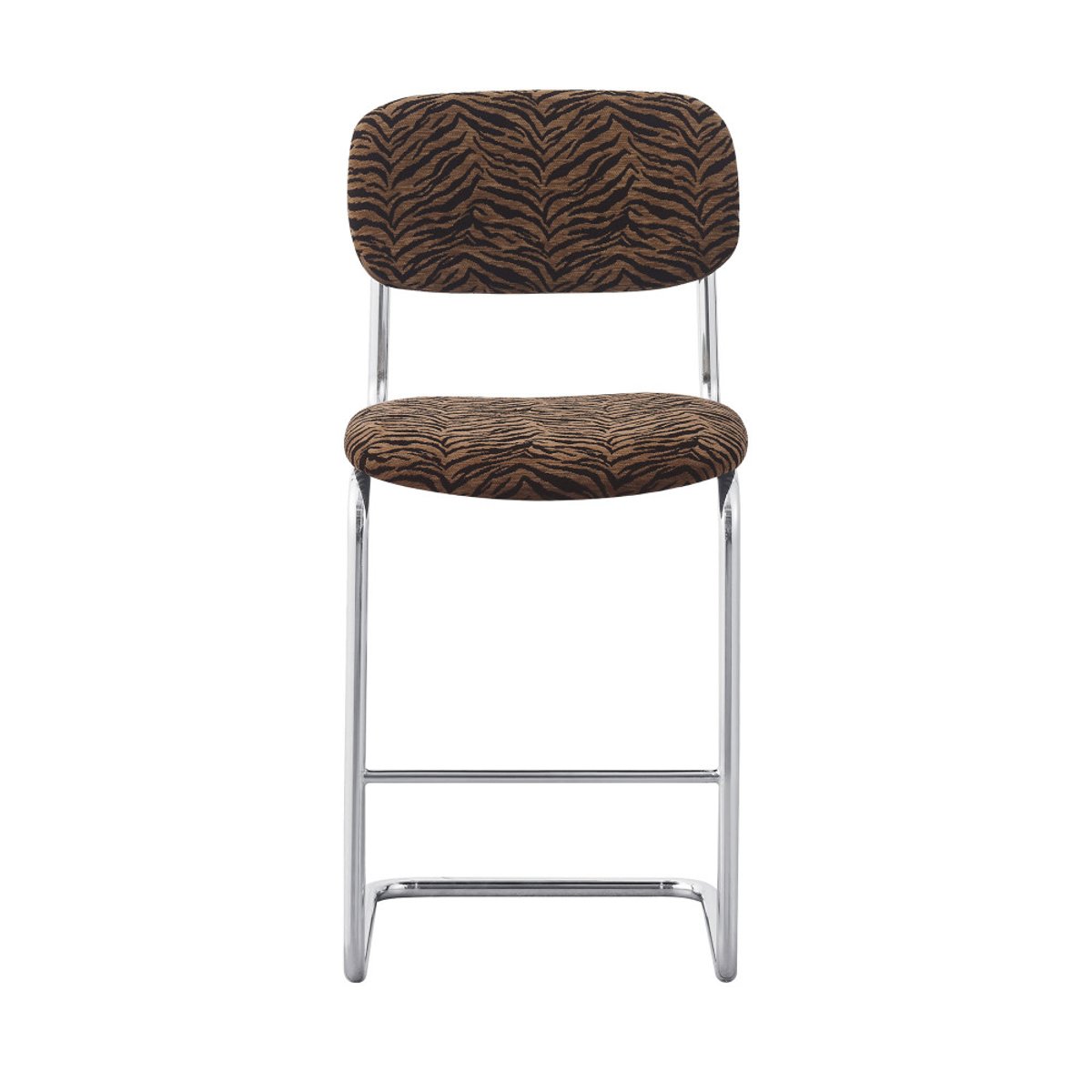 Lot de 2 tabourets de bar imprimé tigre pieds chrome H65cm - MARCEL marron, DRAWER