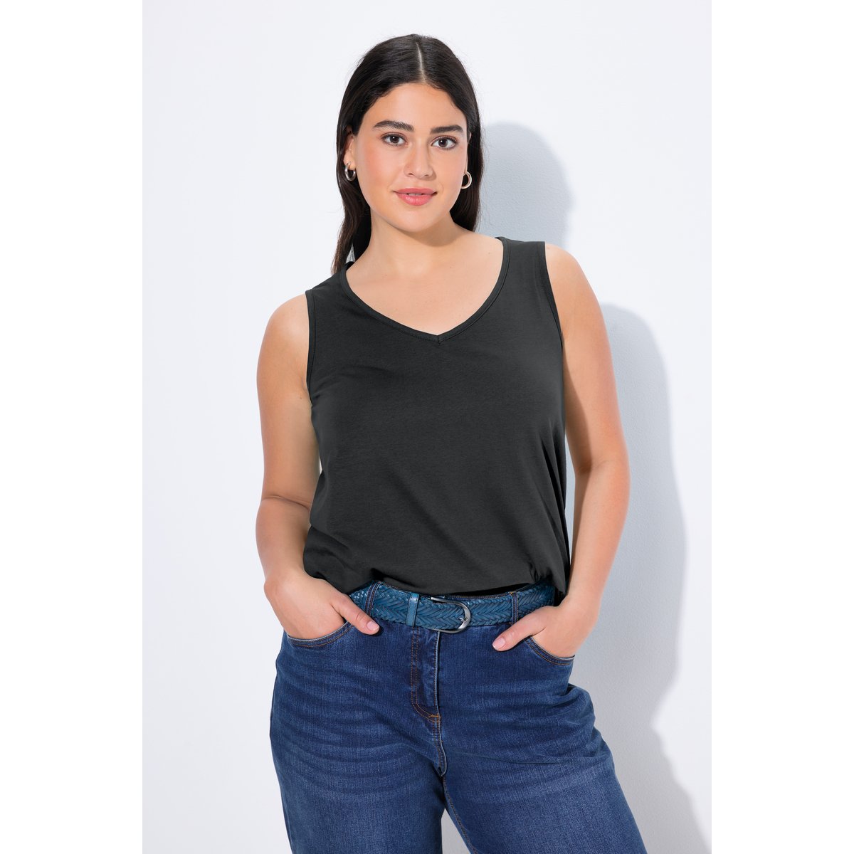 Top V, coupe ajustée, fentes noir, ULLA POPKEN