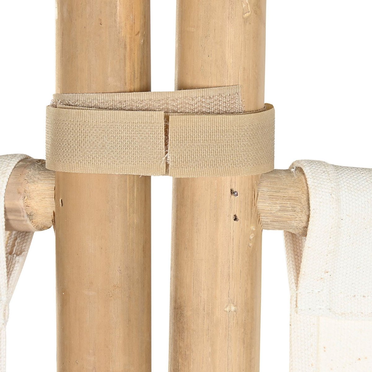 Paravent 3 panneaux bambou et coton blanc 166x3x175cm bois, WADIGA