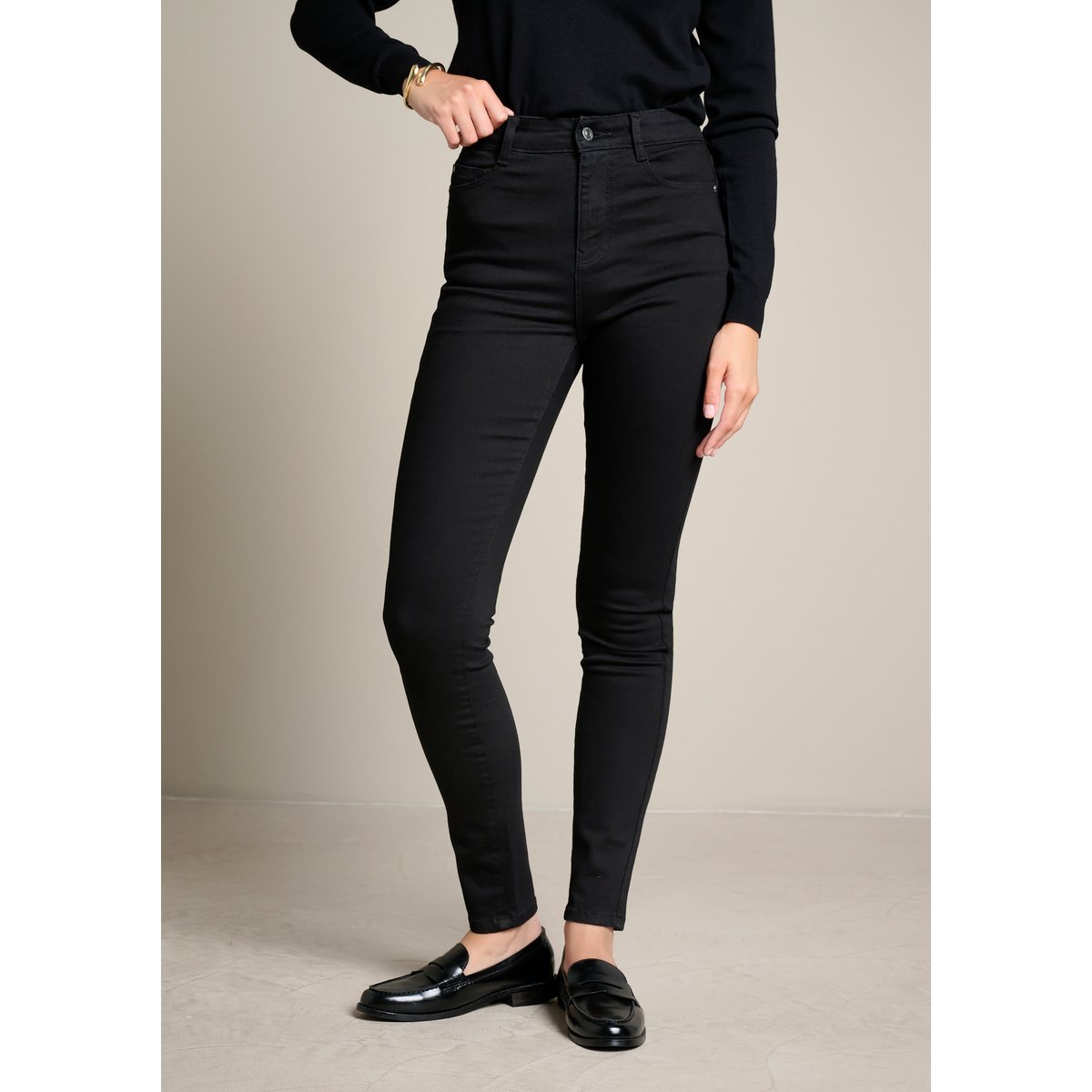 Jean skinny taille haute noir, LOLALIZA