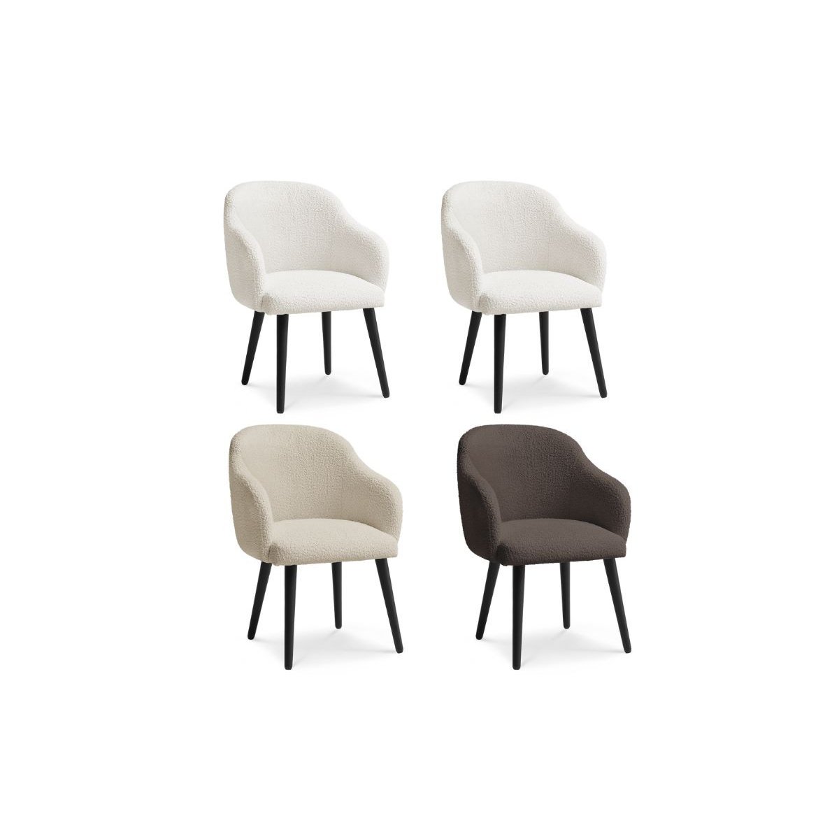 Lot de 4 chaises tissu bouclette, SOPHIE multicolore, BOBOCHIC